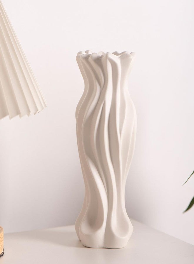 Aewill Ceramic Flowers Vase Home Decor Table Centerpiece, White Modern Vase for Roses Pampas Grass - Image 1